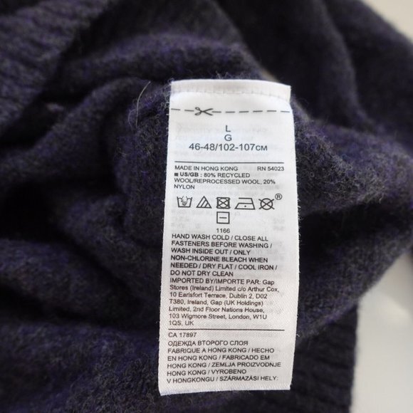 Banana‎ Republic Sweater Mens Size Large Blue Wool Casual Knitted Italian VTG - Picture 7 of 8